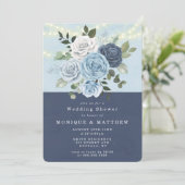 ダスティネイビーブルーピーニーライトウェディングシャワー招待状 (スタンド正面)