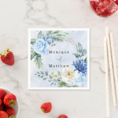 ダスティネイビーブルーフローラ結婚ズ スタンダードカクテルナプキン (インサイチュ)