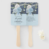 ダスティネイビーブルー牡丹カントリーライト結婚ズ ハンドファン (正面&裏面)