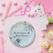 ダスティネイビーブルー牡丹カントリーライト結婚ズ ペーパープレート (パーティー)