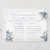 ダスティネイビーブルー金ゴールドウォーターカラーピーニーシックレシピ 招待状 (正面)