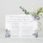 ダスティネイビーブルー金ゴールドウォーターカラーピーニーシックレシピ 招待状 (スタンド正面)