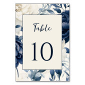 ダスティネイビーブルー&ホワイトフローラ水色結婚の色 テーブルナンバー (正面)