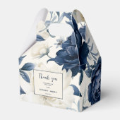 ダスティネイビーブルー&ホワイトフローラ水色結婚の色 フェイバーボックス (裏面サイド)