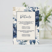 ダスティネイビーブルー&ホワイトフローラ水色 エンクロージャーカード (スタンド正面)