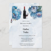 ダスティネイビー絵を描ピオニーブランチ&バブリー 招待状 (正面/裏面)