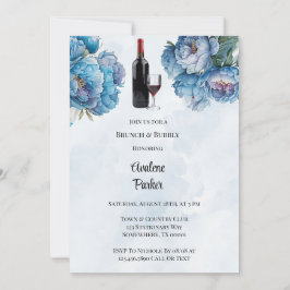 ダスティネイビー絵を描ピオニーブランチ&バブリー 招待状