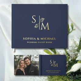 ダスティネイビー ウェディング ゲストブック フォイル ゲストブック