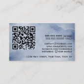 ダスティネイビー&シルバー抽象芸術水彩QRコード 名刺 (裏面)