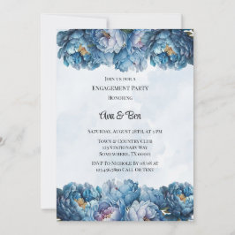 ダスティネイビー ペイント ピオニーエンゲージメントパーティー 招待状