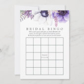 ダスティバイオレットウォーター色フローラブライダルシャワービンゴ 招待状 (正面)