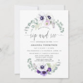 ダスティバイオレットフローラベビーsipと参照 招待状 (正面)