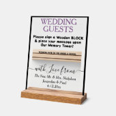 ダスティバイオレットブラックウッドゲストブックブロック名 アクリルサイン (傾斜)