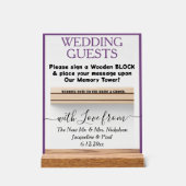 ダスティバイオレット木製ゲストブックブロック名澄ん アクリルサイン (正面)