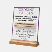 ダスティバイオレット木製ゲストブックブロック名澄ん アクリルサイン (傾斜)