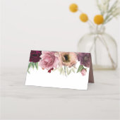 ダスティバラとブルゴーニュ赤フローラヴィンテージウェディング プレイスカード (裏面)