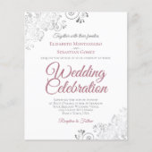 ダスティバラとホワイトバジェットレースのよう結婚式招待状 (正面)