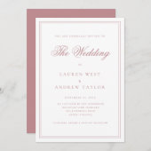 ダスティバラとホワイトミニマル結婚式招待状 招待状 (正面/裏面)