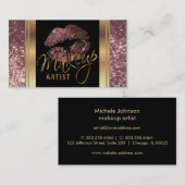 ダスティバラグリッターのリップとエレガント金ゴールドスクリプト 名刺 (正面/裏面)