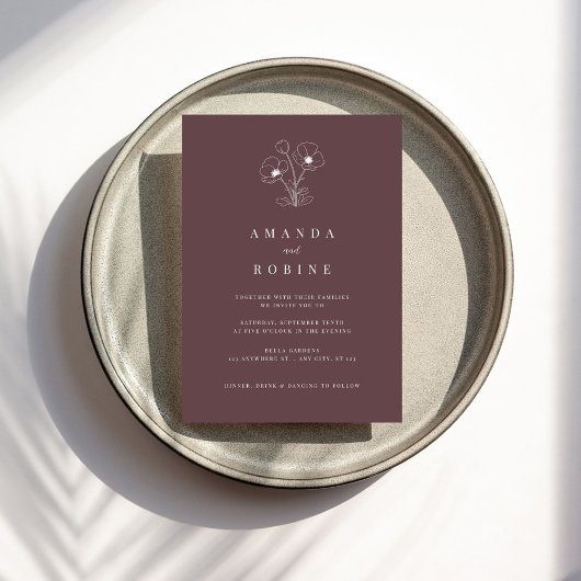 ダスティバラシンプルエレガントウェディング招待状 招待状