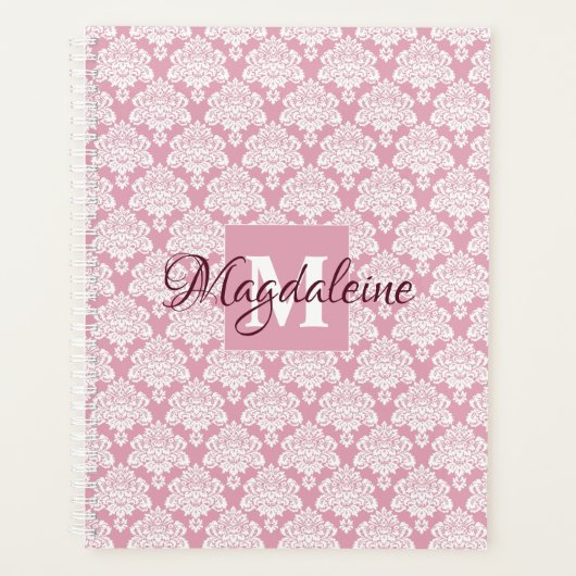 ダスティバラダマスクプランナーとモノグラム&名前 プランナー手帳 (正面)