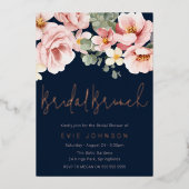 ダスティバラネイビーブライダルシャワーブランチバラ金ゴールド 箔招待状 (正面)