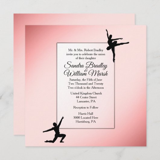 ダスティバラバレエダンサー結婚式招待状 招待状 (正面/裏面)