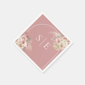 ダスティバラパンパスグラスアーチモノグラムナプキンス スタンダードカクテルナプキン (角)