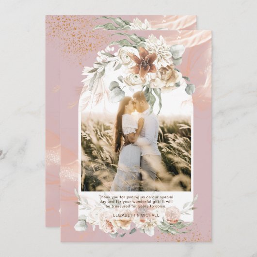 ダスティバラパンパスグラスフローラ写真ありがとう サンキューカード (正面/裏面)