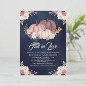 ダスティバラピンクパンプキンフローラネイビーブライダルシャワー 招待状 (スタンド正面)