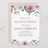 ダスティバラピンクフローラキンセニェラお祝い 招待状 (正面/裏面)