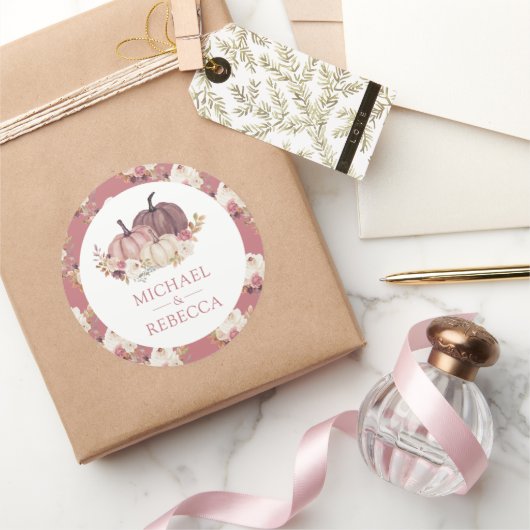 ダスティバラピンクフローラパンプキ結婚ン ラウンドシール (ギフト)