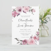 ダスティバラピンクマウヴ赤面フローラ結婚ズ 招待状 (スタンド正面)