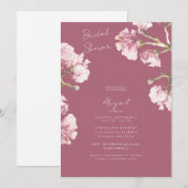 ダスティバラピンクマグノリアフラムスブライダルシャワー 招待状 (正面/裏面)