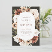 ダスティバラピンクモーブ金ゴールドグリーン結婚フローラズ 招待状 (スタンド正面)