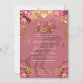 ダスティバラピンク金ゴールドエレガントシャロキンセアニェラ 招待状 (正面)