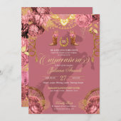 ダスティバラピンク金ゴールドエレガントシャロキンセアニェラ 招待状 (正面/裏面)