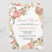 ダスティバラピーチクリームフローラブライダルシャワー 招待状 (正面/裏面)