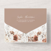ダスティバラフローラオーキッドモーヴベージュ結婚ボホズ オールインワン招待状 (裏面)