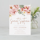 ダスティバラフローラスウィート16パーティーバラ金ゴールド 箔招待状 (立ち正面)