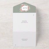 ダスティバラフローラセージ結婚グリーン オールインワン招待状 (外側)