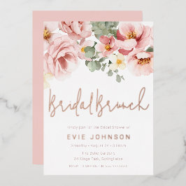 ダスティバラフローラブライダルシャワーブランチバラ金ゴールド 箔招待状