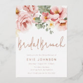 ダスティバラフローラブライダルシャワーブランチバラ金ゴールド 箔招待状 (正面)