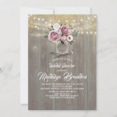 ダスティバラフローラメイスンジャー素朴ブライダルシャワー 招待状 (正面)