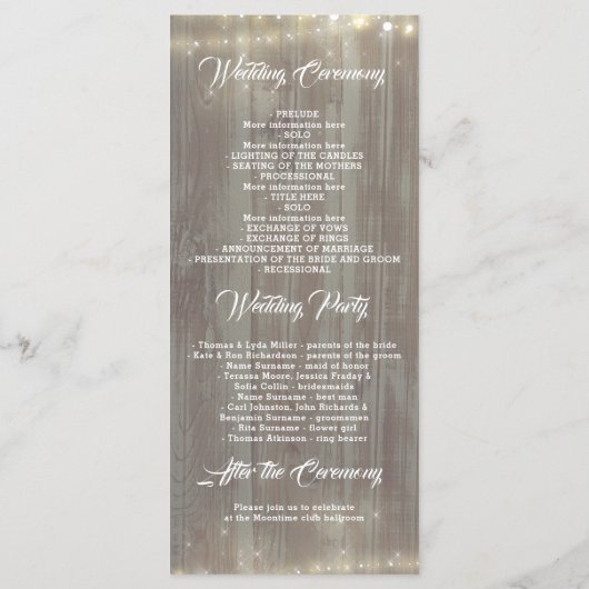 ダスティバラフローラメイスンジャー素朴結婚式 プログラム (裏面)