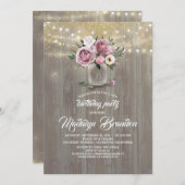 ダスティバラフローラメイスンジャー素朴誕生日 招待状 (正面/裏面)