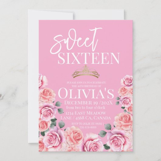 ダスティバラプリンセスティアラグリッタースウィート16 招待状 (正面)