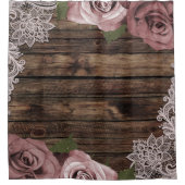 ダスティバラマウヴバラフローラレースウッド素朴 シャワーカーテン (正面)