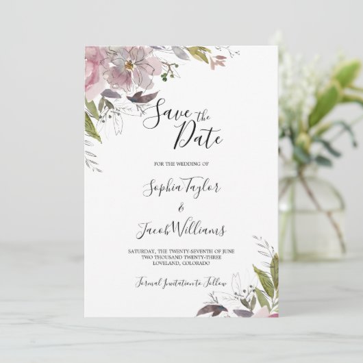 ダスティバラマウヴフローラ緑結婚の写真 セーブザデート (スタンド正面)