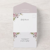 ダスティバラマウヴ赤面ピンクフローラ結婚ズ オールインワン招待状 (外側)